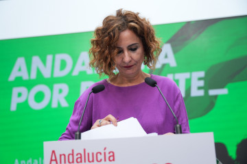 Archivo - La secretaria general del PSOE de Andalucía, María Jesús Montero, en rueda de prensa. (Foto de archivo).