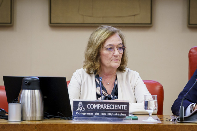La presidenta de la Autoridad Independiente de Responsabilidad Fiscal (AIReF), Cristina Herrero, comparece ante la Comisión de Hacienda y Función Pública, en el Congreso de los Diputados, a 12 de mayo de 2025, en Madrid (España). Durante su comparecencia