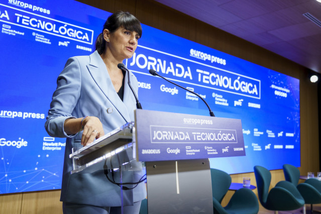 La Secretaria de Estado de Digitalización e Inteligencia Artificial, Ministerio para la Transformación Digital y de la Función Pública, María González Veracruz, durante una jornada tecnológica de Europa Press, a 13 de mayo de 2025, en Madrid (España)