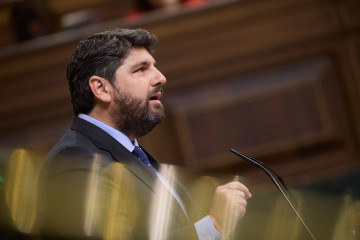 El presidente de la Región de Murcia, Fernando López Miras, al defender la ley murciana del trasvase en el Congreso