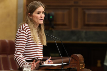 La vicepresidenta tercera y ministra para la Transición Ecológica, Sara Aagesen, interviene durante una sesión plenaria, en el Congreso de los Diputados, a 14 de mayo de 2025, en Madrid (España).