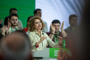 Archivo - La secretaria general del PSOE-A, María Jesús Montero, interviene en la inauguración del XV Congreso del PSOE de Andalucía. A 22 de febrero de 2025 en Armilla (Granada). (Foto de archivo