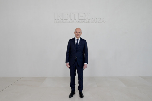 Archivo - El consejero delegado de Inditex, Óscar García Maceiras, durante la presentación de resultados de Inditex del 2024, a 12 de marzo de 2025, en Santiago de Compostela, A Coruña, Galicia (España).