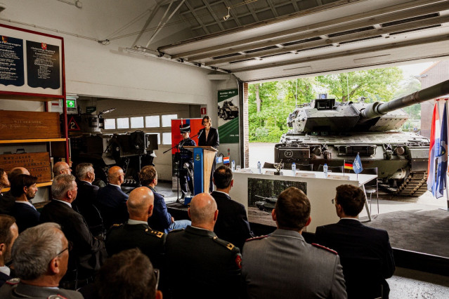 Archivo - Acto del acuerdo a través del cual Países Bajos adquirirá 46 tanques Leopard 2 A8 a la filial alemana de KNDS