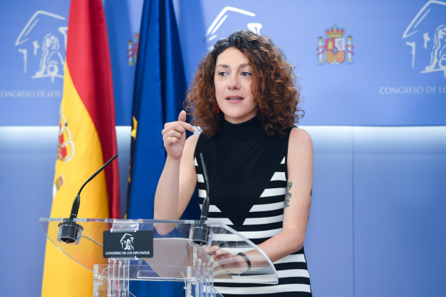 Archivo - La portavoz de Sumar en el Congreso Aina Vidal durante una rueda de prensa anterior a la Junta de Portavoces, en el Congreso de los Diputados, a 10 de septiembre de 2024, en Madrid (España).