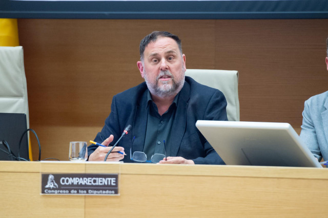 El presidente de ERC y exvicepresidente de la Generalitat de Catalunya, Oriol Junqueras, ante  la Comisión de Investigación sobre la ‘Operación Cataluña’