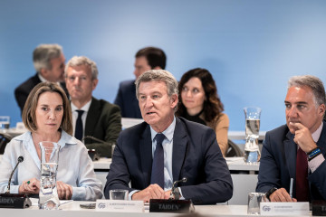 El presidente del Partido Popular, Alberto Núñez Feijóo, preside la reunión de la Junta Directiva Nacional del Partido Popular (PP) en la sede de calle Génova, a 19 de mayo de 2025, en Madrid (Es
