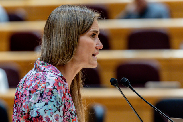 La vicepresidenta del Gobierno y ministra para la Transición Ecológica y el Reto Demográfico, Sara Aagesen, interviene durante una sesión de control al Gobierno en el Senado