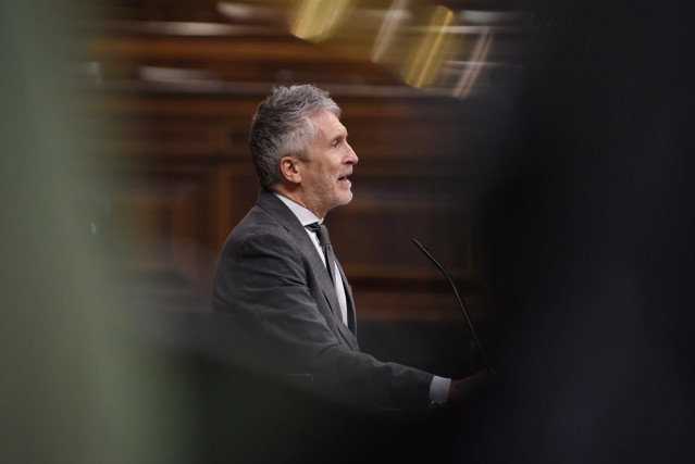 El ministro de Interior, Fernando Grande-Marlaska, durante el pleno en el Congreso de los Diputados