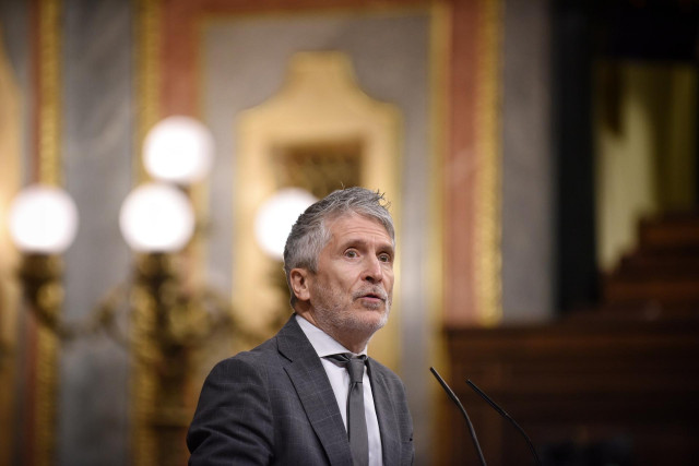 El ministro de Interior, Fernando Grande-Marlaska, durante el pleno en el Congreso de los Diputados