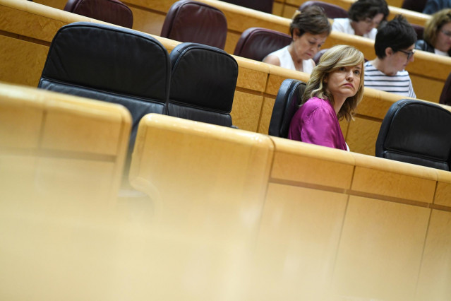 Archivo - La ministra de Educación y Formación Profesional y portavoz del partido socialista (PSOE), Pilar Alegría, durante una sesión de control al Gobierno en el Senado, a 20 de septiembre de 2022, en Madrid (España).