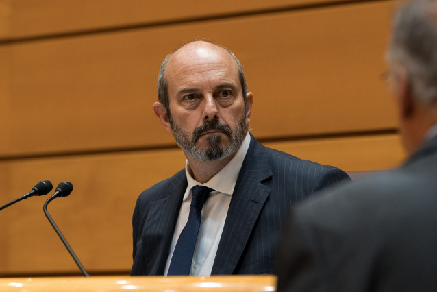 El presidente del Senado, Pedro Rollán, durante una sesión plenaria en el Senado, a 21 de mayo de 2025, en Madrid (España).