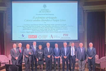 Presentación del libro 'El polemista arriesgado. Catorce asedios liberales a Vargas Llosa', en honor al escritor hispanoperuano, Mario Vargas Llosa, escrita por catorce expresidentes españoles y lat