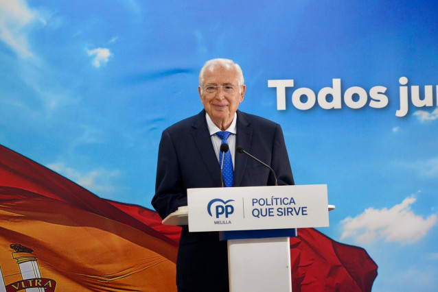 El presidente de la Ciudad Autónoma de Melilla, Juan José Imbroda (PP), en rueda de prensa.