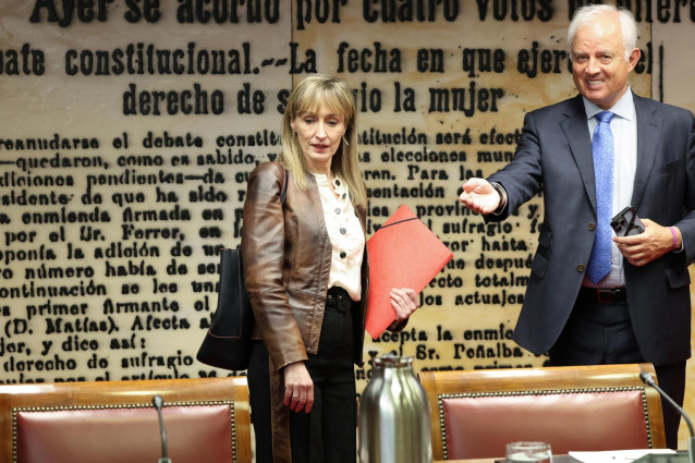 La exresponsable del proyecto de Tragsatec al que estaba adscrita Jésica Rodríguez, Virginia Barbancho, llega a la Comisión de Investigación sobre el ‘caso Koldo’, en el Senado, a 23 de mayo de 2025, en Madrid (España).