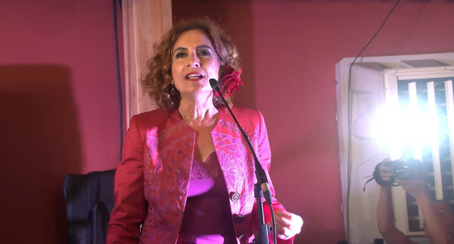 La secretaria general del PSOE-A, María Jesús Montero, este sábado en la Feria de Córdoba.