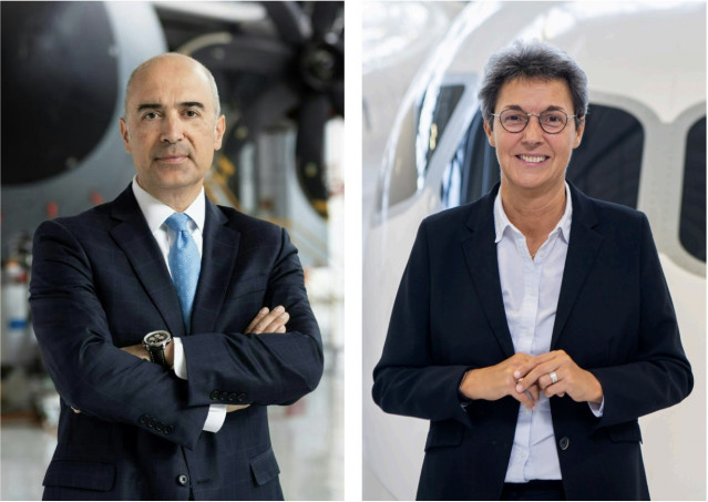 Fracisco Javier Sánchez Segura, presidente de Airbus España, y Catherine Jestin, vicepresidenta ejecutiva de Digital de Airbus