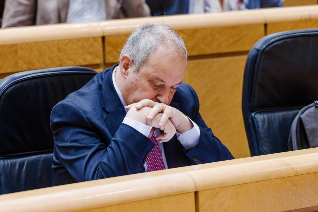 El ministro de Industria y Turismo, Jordi Hereu, durante una sesión de control al Gobierno, en el Senado, a 20 de mayo de 2025, en Madrid (España).