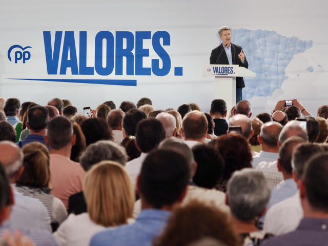 Alberto Núñez Feijóo durante, su intervención en Valladolid.