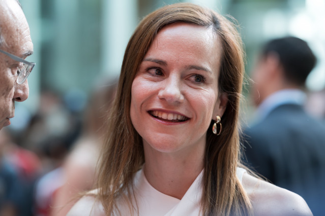 La portavoz de Vox en la Asamblea de Madrid, Isabel Pérez Moñino, durante la entrega de la Medalla de Oro de la Administración autonómica al futbolista del Real Madrid, Dani Carvajal, en la Real Casa de Correos, a 27 de mayo de 2025, en Madrid (España). E