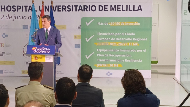 Pedro Sánchez, en Melilla, durante la inauguración del hospital de Melilla