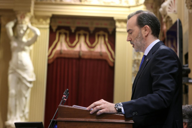 Archivo - El presidente del Parlament, Gabriel Le Senne, durante la sesión de apertura de la XI legislatura del Parlament balear, a 11 de julio de 2023, en Palma