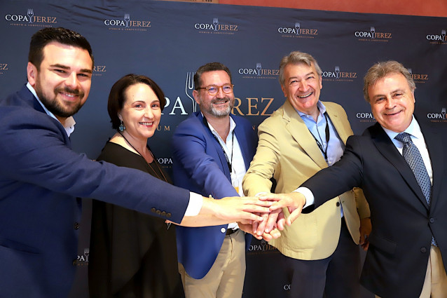 Antonio Real, Nela García Jarillo, Fran Moreno y César Saldaña en la presentación de la Copa Jerez.