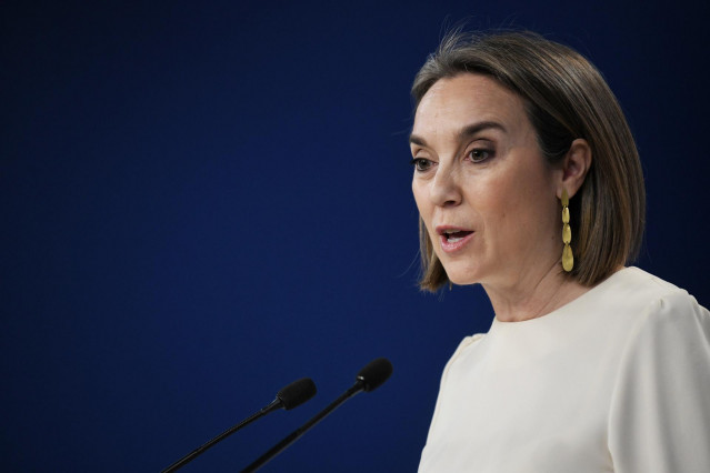 Archivo - La secretaria general del PP, Cuca Gamarra, durante una rueda de prensa sobre asuntos de actualidad política, en la sede Nacional del PP, a 11 de marzo de 2024, en Madrid (España). D