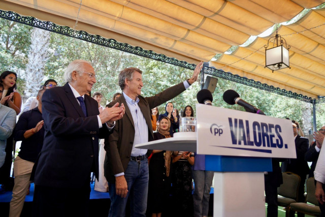 Alberto Núñez Feijóo, presidente del PP, en un acto este miércoles en Melilla