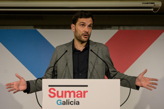 Archivo - El portavoz de Sumar Galicia, Paulo Carlos López, comparece durante el seguimiento de la jornada electoral de los comicios autonómicos de Galicia, en el Hotel Peregrino, a 18 de febrero de 2024, en Santiago de Compostela, A Coruña, Galicia (Espa