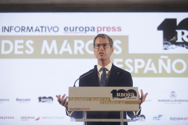 El presidente de La Rioja, Gonzalo Capellán, interivene en el foro 'Grandes Marcas Españolas' por el Centenario de la DOCa Rioja, celebrado en Marqués de Murrieta, con colaboración de Europa Press