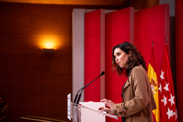 La presidenta de la Comunidad de Madrid, Isabel Díaz Ayuso, en la Real Casa de Correos, a 19 de mayo de 2025, en Madrid (España).
