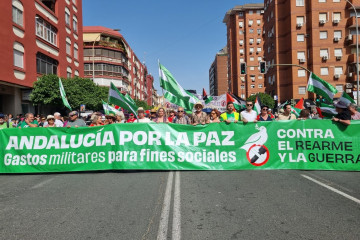 Manifestación en Sevilla contra el rearme convocada por la Plataforma Andalucía Por la Paz, este sábado