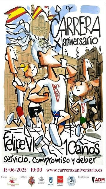 Cartel promocional de la carrera en homenaje al X aniversario de la proclamación de Felipe VI como rey de España.