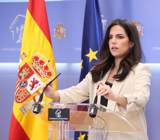 La portavoz de VOX en el Congreso, Pepa Millán, durante una rueda de prensa