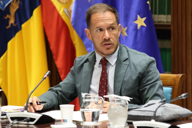 El consejero de Transición Ecológica y Energía del Gobierno de Canarias, Mariano Hernández Zapata, en comisión parlamentaria