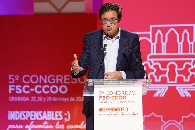 El ministro para la Transformación Digital y de la Función Pública, Óscar López, en un acto de CCOO el pasado mes de mayo