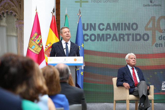 El presidente de Castilla-La Mancha, Emiliano García-Page, preside el evento 'Un camino compartido: 40 años de España y Portugal en la Unión Europea'