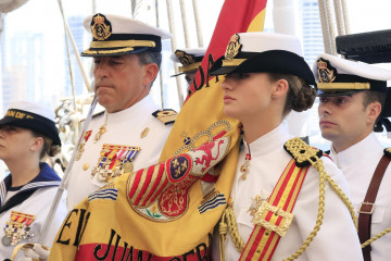 Archivo - La Princesa de Asturias abandera la jura de Bandera a bordo del buque  'Juan Sebastián Elcano', a 10 de mayo de 2025, en Cartagena de Indias (Colombia).