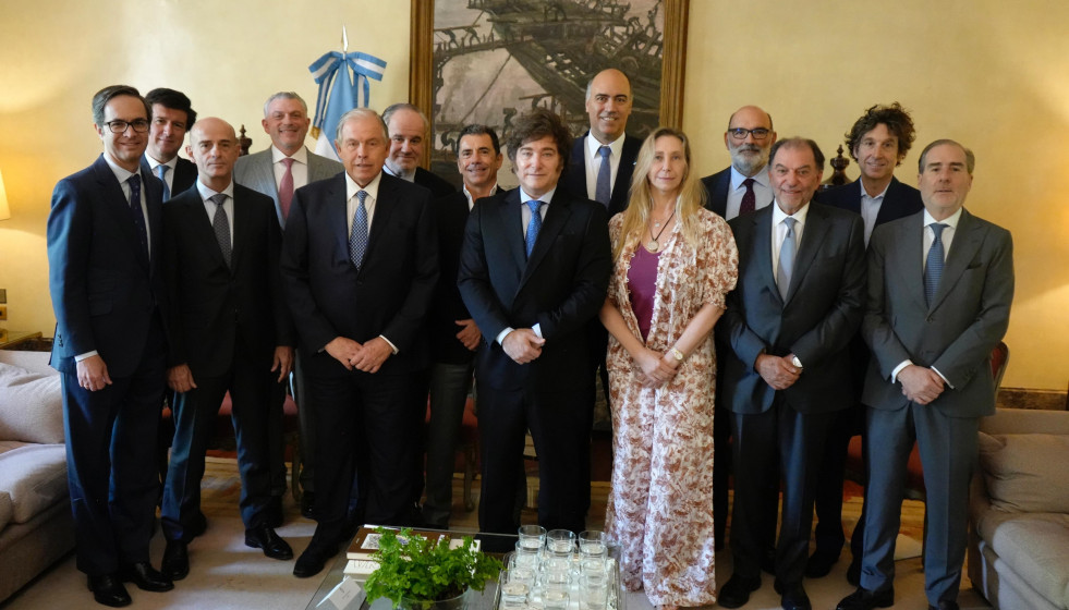 Javier Milei en un encuentro con empresarios en Madrid