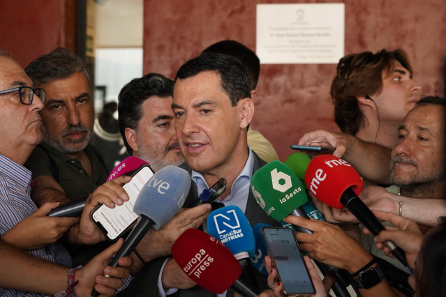 El presidente de la Junta de Andalucía, Juanma Moreno, este lunes en Málaga