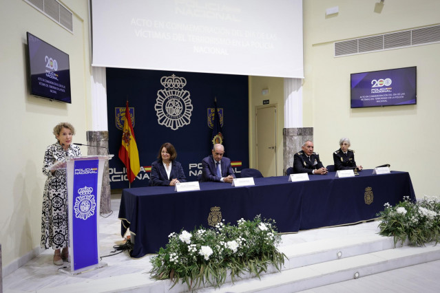 La secretaria de Estado de Seguridad, Aina Calvo, durante el acto en homenaje a las víctimas del terrorismo que celebra la Policía Nacional