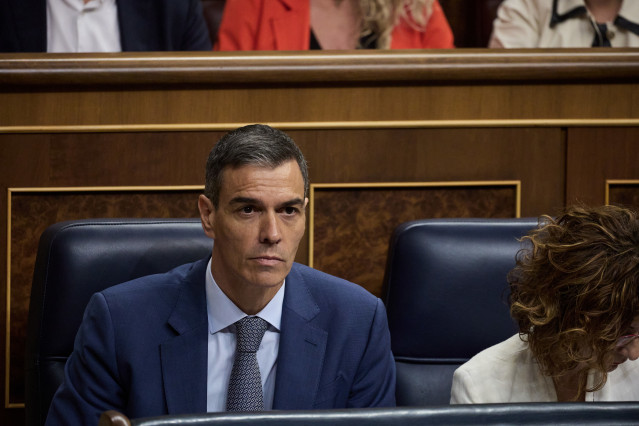 El presidente del Gobierno, Pedro Sánchez, durante una sesión de control al Gobierno, en el Congreso de los Diputados, a 18 de junio de 2025, en Madrid (España).