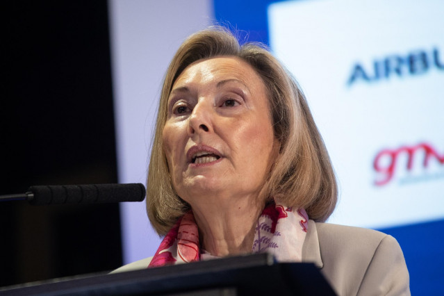 Archivo - La secretaria de Estado de Defensa, Amparo Valcarce, interviene durante un encuentro de la industria de Defensa, en Zénit The Studio, a 17 de marzo de 2025, en Madrid (España).