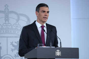 El presidente del Gobierno, Pedro Sánchez, durante una declaración institucional, en el Palacio de la Moncloa, a 22 de junio de 2025, en Madrid (España).