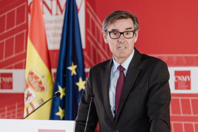 Archivo - El presidente de la CNMV, Carlos San Basilio, interviene durante la presentación del plan de actividades para 2025, en la sede de la Comisión Nacional del Mercado de Valores (CNMV), a 26 de febrero de 2025, en Madrid (España). El Plan de Activid