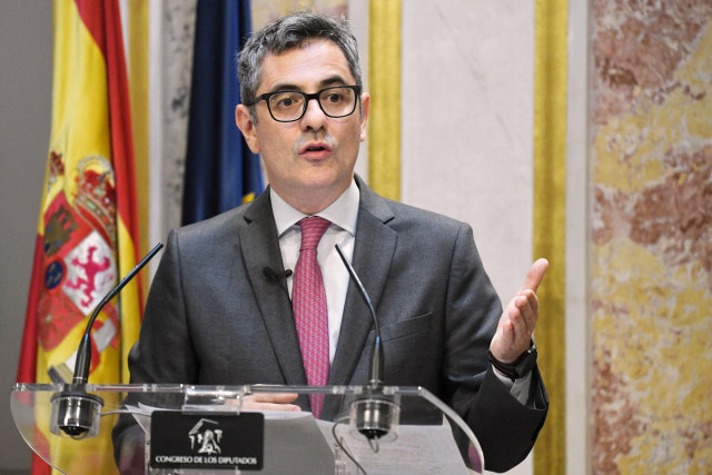 El ministro de Presidencia, Justicia y Relaciones con las Cortes, Félix Bolaños, durante su comparecencia ante los medios, en el Congreso de los Diputados, a 24 de junio de 2025, en Madrid (España). El juez considera que Bolaños, cuando era secretario gen