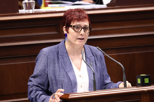 Archivo - La consejera de Bienestar Social del Gobierno de Canarias, Candelaria Delgado, en el Pleno del Parlamento