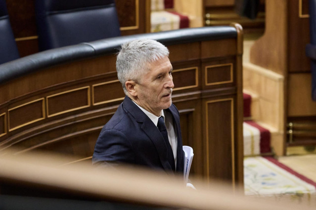 El ministro de Interior, Fernando Grande Marlaska, durante un pleno en el Congreso de los Diputados