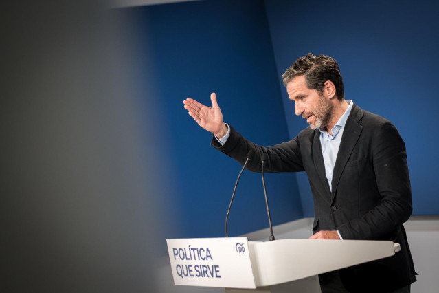 El portavoz del Partido Popular, Borja Sémper, durante una rueda de prensa tras la celebración del Comité de Dirección del Partido Popular, a 16 de junio de 2025, en Madrid (España).